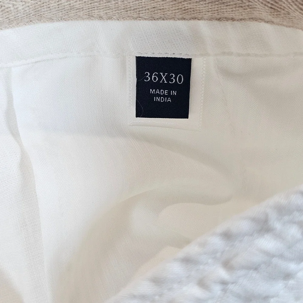 Jos. A. Bank Mens 36x30 White Linen Tailored Fit Drawstring Pants Summer Beach